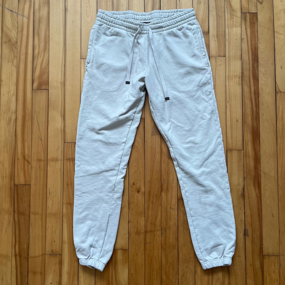 Talentless Mens Cotton Jogger Sweatpants Bone White Hidden Zipper Pockets Size M